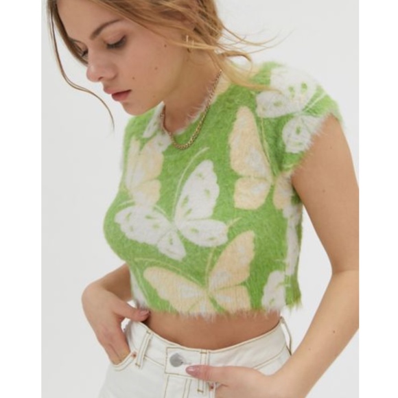 Urban Outfitters Tops - Urban Outfitters Women's Fuzzy Baby Tee in Light Green